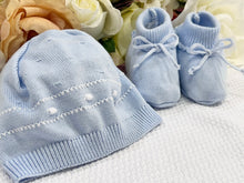 Load image into Gallery viewer, Hat &amp; Booties Blue Set
