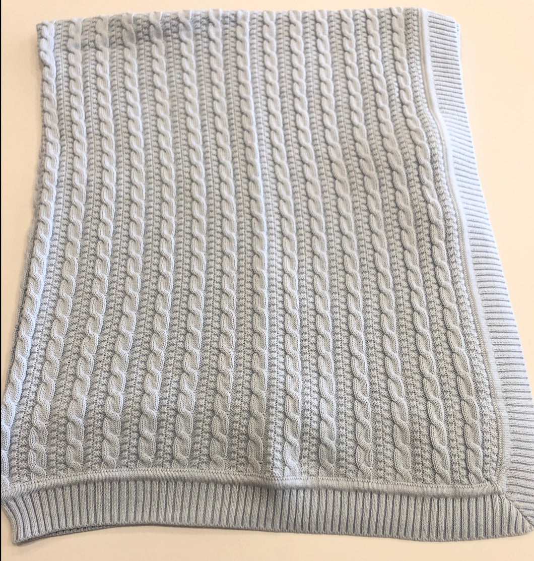 Cable Knit Blue Blanket Blue
