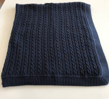Load image into Gallery viewer, Cable Knit Navy Blanket
